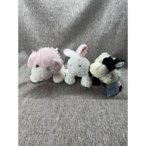 Lot of 3 Ganz Webkinz Lil Kinz Plush Cow Rabbit Dog 1 Sealed Code